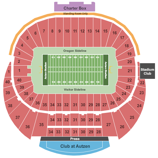 Autzen Stadium Seating Chart | Autzen Stadium | Eugene, Oregon